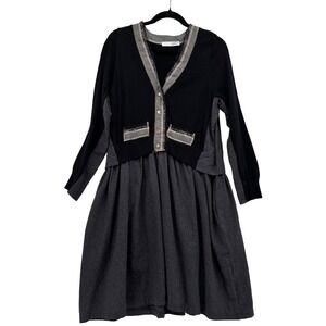 Amici Laggenlook Midi Dress Medium Black Gray‎ Academia Career Wear Minimalist